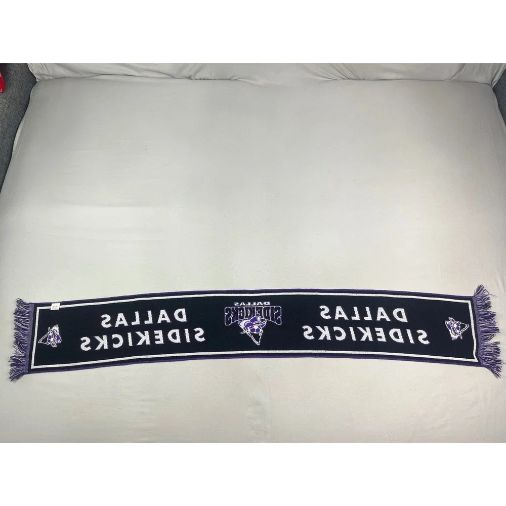 Bam Bams Dallas Sidekicks Purple Black Knit Soccer Scarf Reversible Fringed